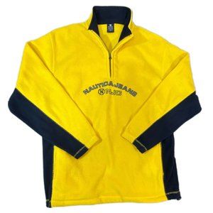 Nautica Jeans Mens Large Yellow Fleece Sweater L